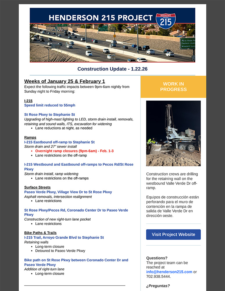 Email from City of Henderson