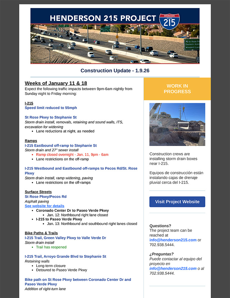 Email from City of Henderson